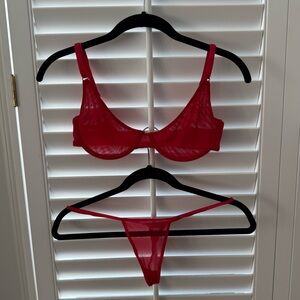 Henri Bendal Red Lingerie Set - Bra & Thong Sz 34c
